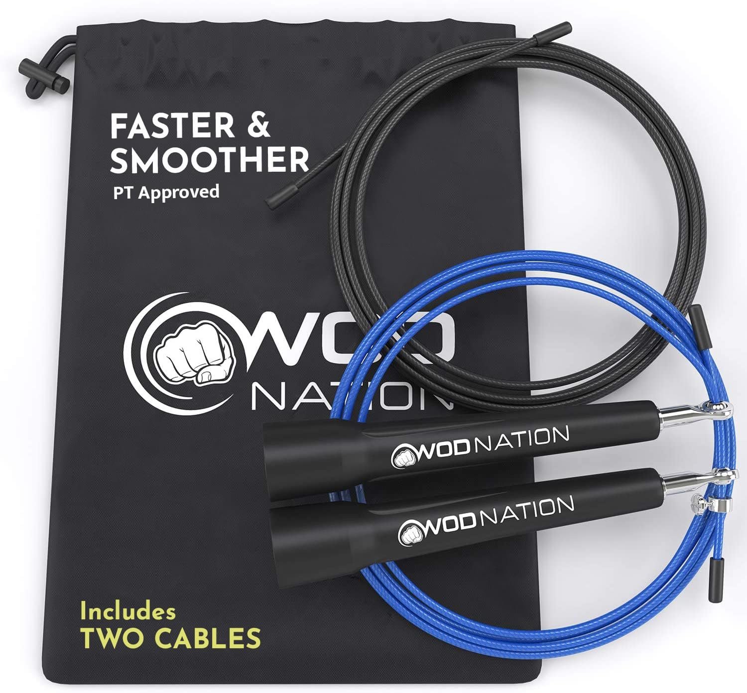 WOD Nation Adjustable Speed Jump Rope For Men, Women & Children – Blazing Fast Fitness Skipping Rope Perfect for Boxing, MMA, Endurance